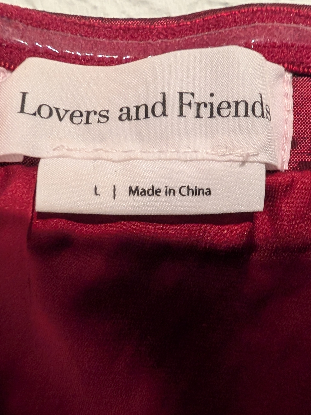 Lovers + Friends Maroon Off-Shoulder Sleeve Crop Top Size Large L Satin Shine - Picture 4 of 5